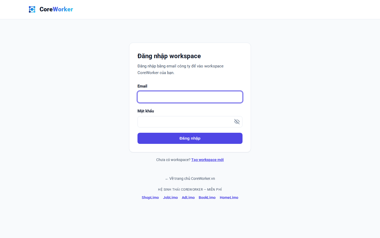 Mở trang đăng nhập, nhập email và mật khẩu