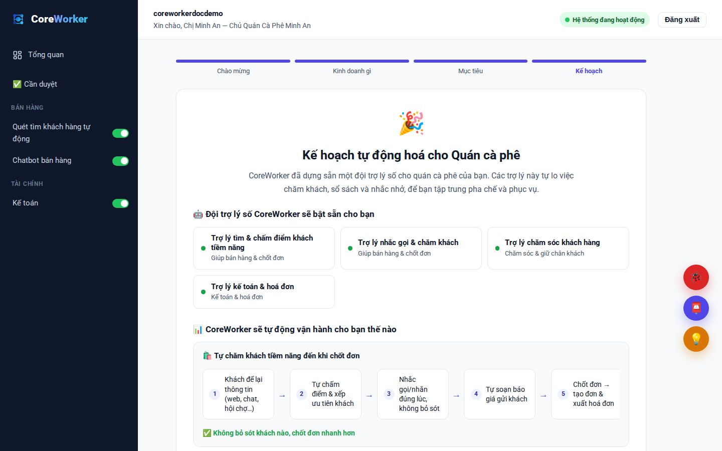 Xem sơ đồ vận hành rồi bấm Kích hoạt